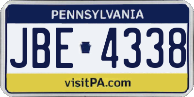 PA license plate JBE4338