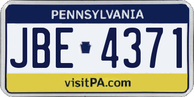 PA license plate JBE4371
