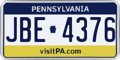 PA license plate JBE4376