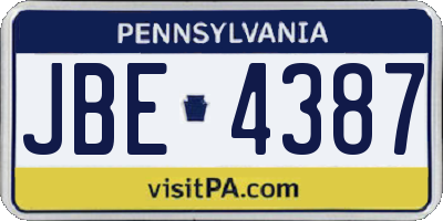 PA license plate JBE4387