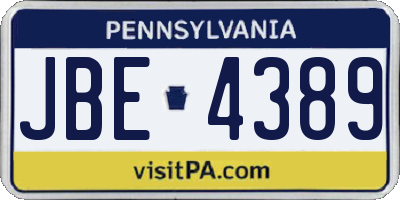 PA license plate JBE4389