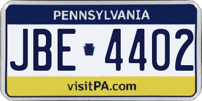PA license plate JBE4402