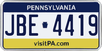 PA license plate JBE4419