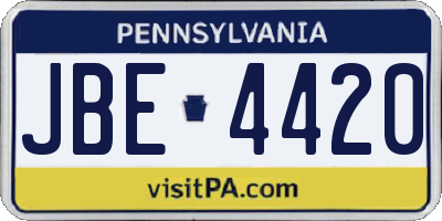 PA license plate JBE4420