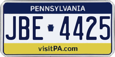 PA license plate JBE4425
