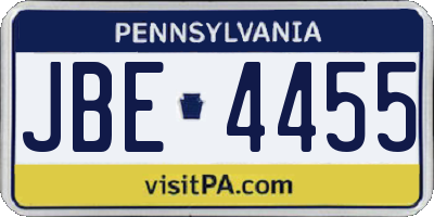 PA license plate JBE4455