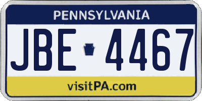 PA license plate JBE4467