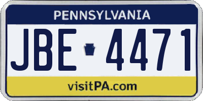 PA license plate JBE4471