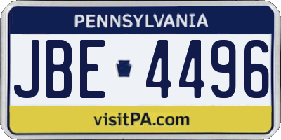 PA license plate JBE4496