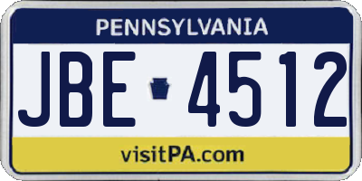 PA license plate JBE4512