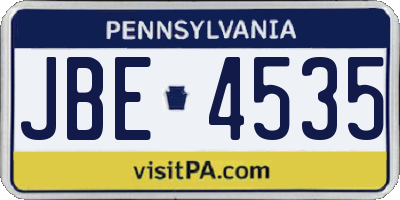 PA license plate JBE4535