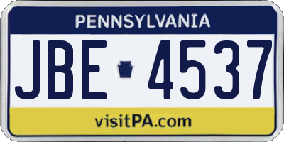 PA license plate JBE4537