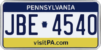 PA license plate JBE4540