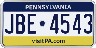 PA license plate JBE4543