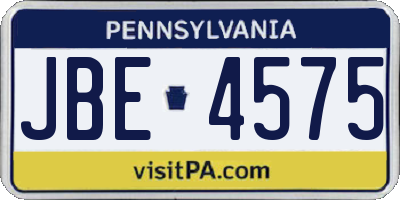 PA license plate JBE4575