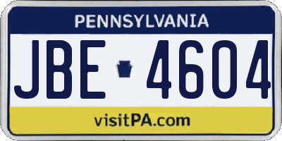 PA license plate JBE4604