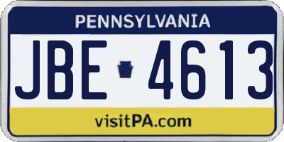PA license plate JBE4613