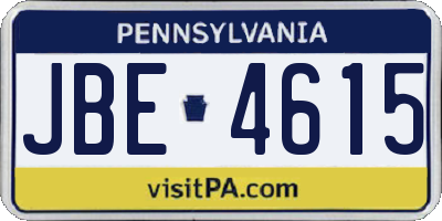 PA license plate JBE4615
