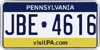 PA license plate JBE4616