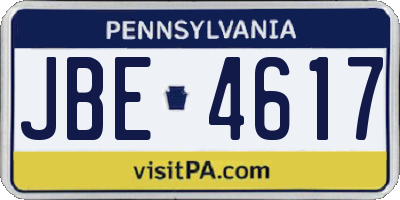 PA license plate JBE4617