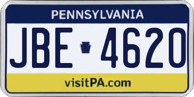 PA license plate JBE4620
