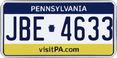 PA license plate JBE4633