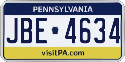 PA license plate JBE4634