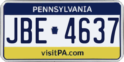 PA license plate JBE4637