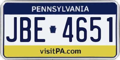 PA license plate JBE4651