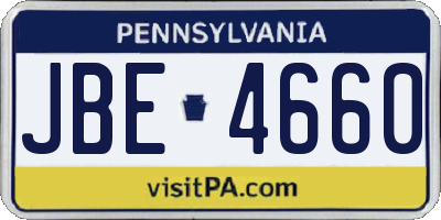 PA license plate JBE4660