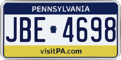 PA license plate JBE4698
