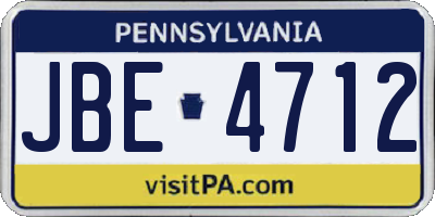 PA license plate JBE4712