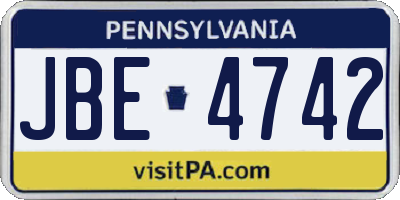 PA license plate JBE4742