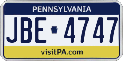 PA license plate JBE4747