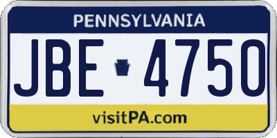 PA license plate JBE4750