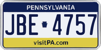 PA license plate JBE4757