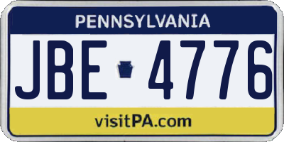 PA license plate JBE4776