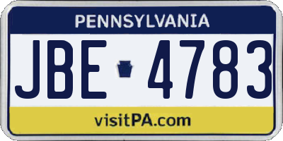 PA license plate JBE4783