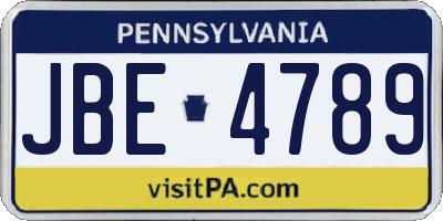 PA license plate JBE4789