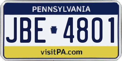 PA license plate JBE4801