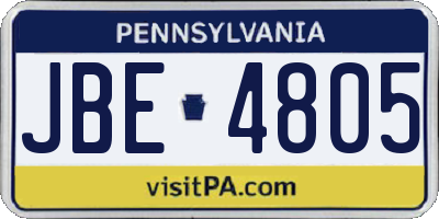 PA license plate JBE4805