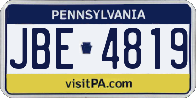 PA license plate JBE4819