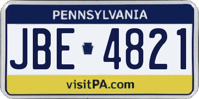 PA license plate JBE4821