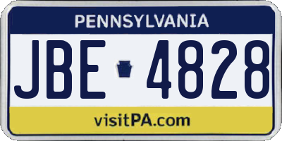 PA license plate JBE4828