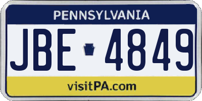 PA license plate JBE4849