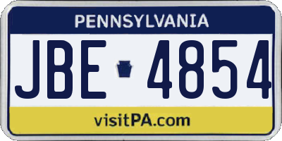 PA license plate JBE4854