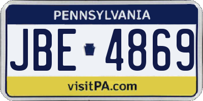 PA license plate JBE4869