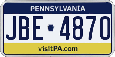 PA license plate JBE4870