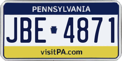 PA license plate JBE4871