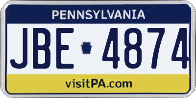 PA license plate JBE4874
